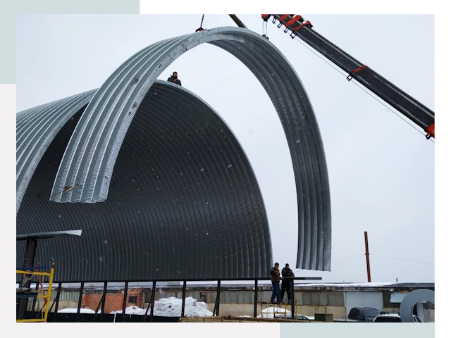 Полукруглые ангары в Белорецке