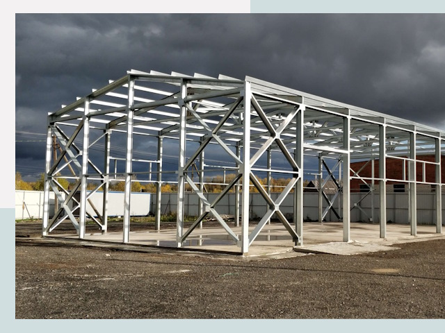 Двускатные ангары в Белорецк от 608 руб. за квадрат